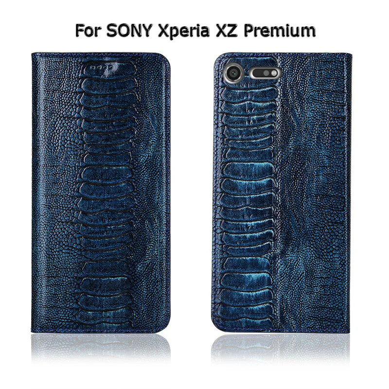 Роскошный чехол-подставка с зернистой поверхностью под страуса для sony Xperia XZ XZ1 XZ2 XZ3 XZ4 Compact Premium чехол из натуральной кожи чехол для телефона