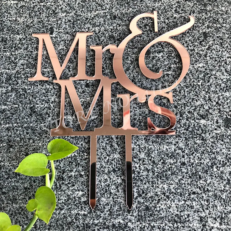 

Acrylic Mirror Rose Gold Mr & Mrs Wedding Cake Topper for Engagement / Wedding / Bridal Shower Party Decoration Cake Decorating