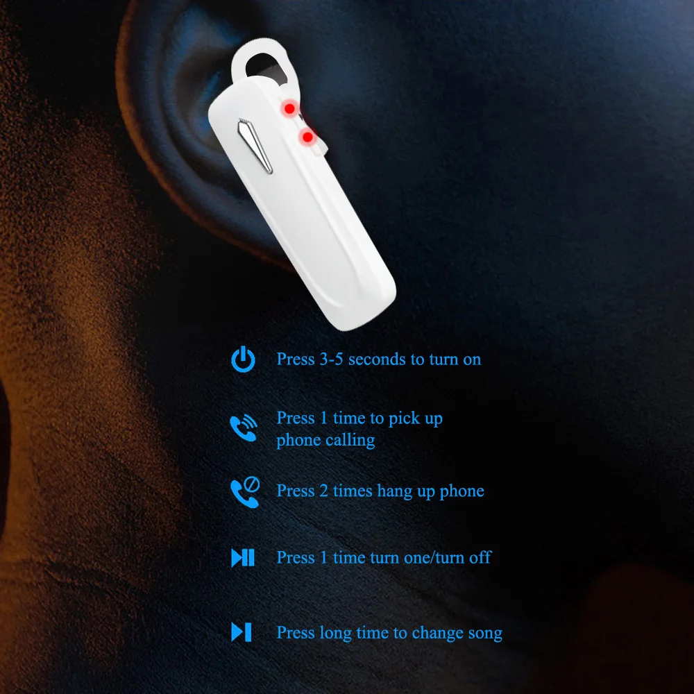M163 Bluetooth Earphone Ear Hook Wireless Headphones Mini Ear buds Handsfree For Xiaomi Bluetooth Headset With Mic For Phone