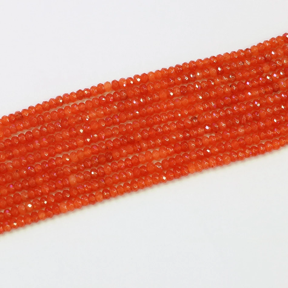 Charms orange red stone 2*4mm fashion faceted abacus loose beads diy high quality Jewelry 15&quot B577|loose beads|beads diyred |