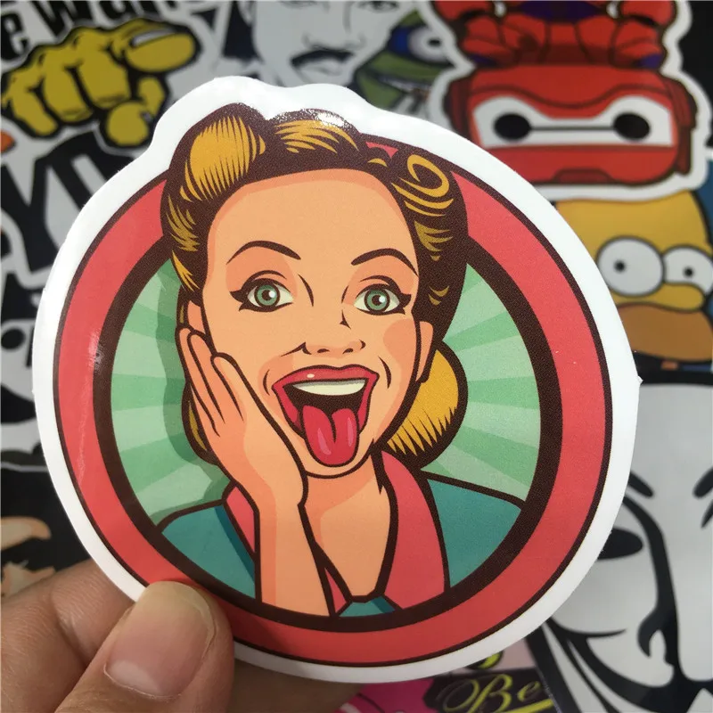 50 шт./лот смешанные мультфильмы рок н ролл наклейки для чемоданов мотоциклов