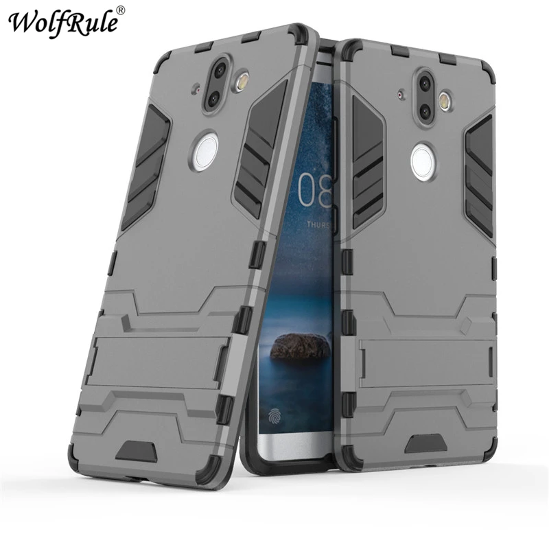 Чехол WolfRule для телефона Nokia 9 мягкий силиконовый + пластиковый чехол с подставкой