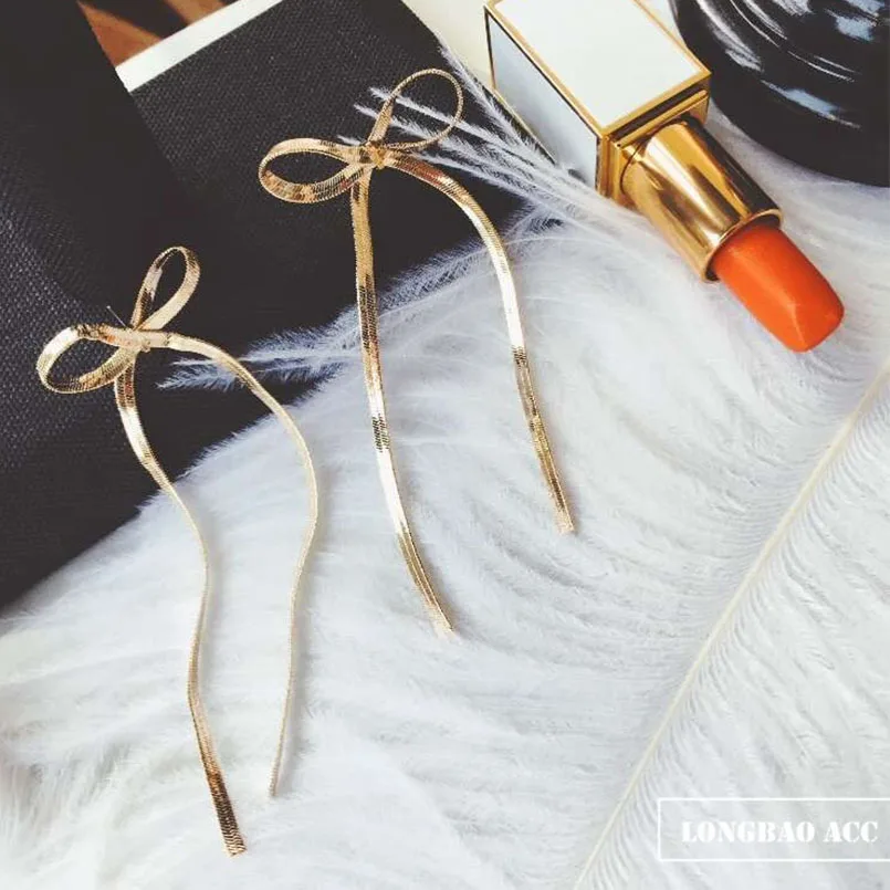 Сексуальные женские милые модные серьги с металлическим галстуком-бабочкой и