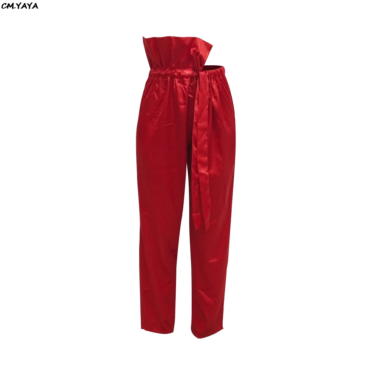 Женские свободные брюки с оборками и высокой талией Длинные винтажные красного