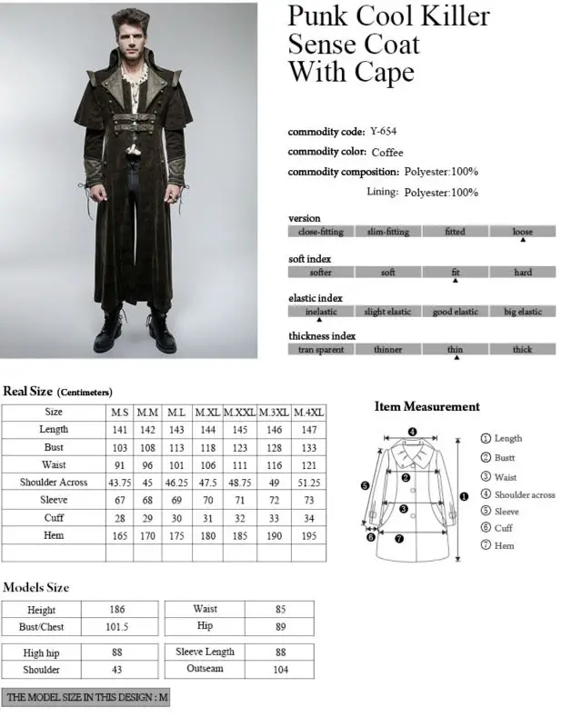 Панк рейв мужской Готический стимпанк кожаный ремень Длинная куртка пальто для