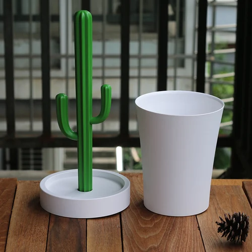 Белый Cactus trash can creative fashion plastic compressible cute small paper basket home bedroom office trash bin mx6261042 - Цвет: Белый