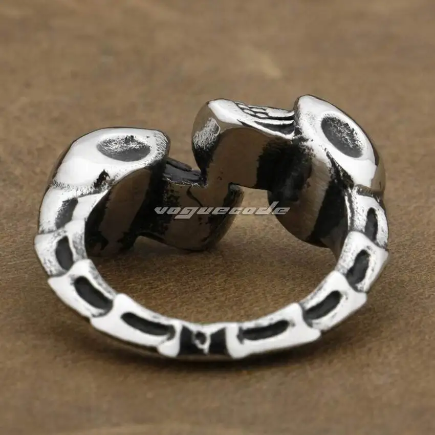 Мужские черепа из нержавеющей стали 316L байкерское панк-кольцо с рокером 7X002B |