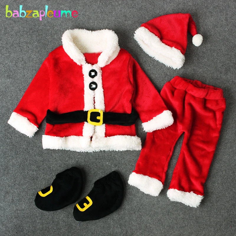 4PCS/3-24Months/Christmas Santa Claus Outfit Newborn Clothing Sets Winter Fleece Tops+Pants+Hats+Socks Baby Boys Clothes BC1035 |