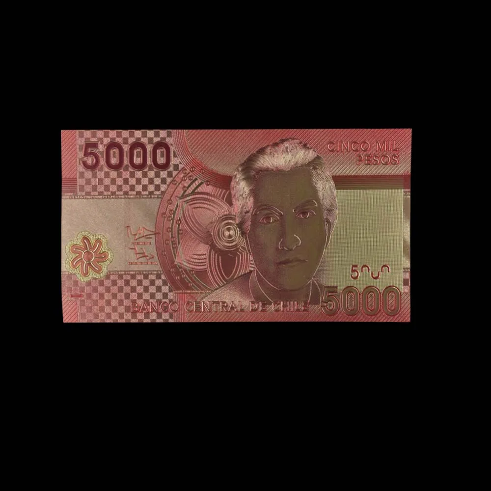 10pcs/lot New Products 2019 Chile 5000 Peso Gold Banknote Colorful World for Souvenirs Golden Bank Notes | Дом и сад