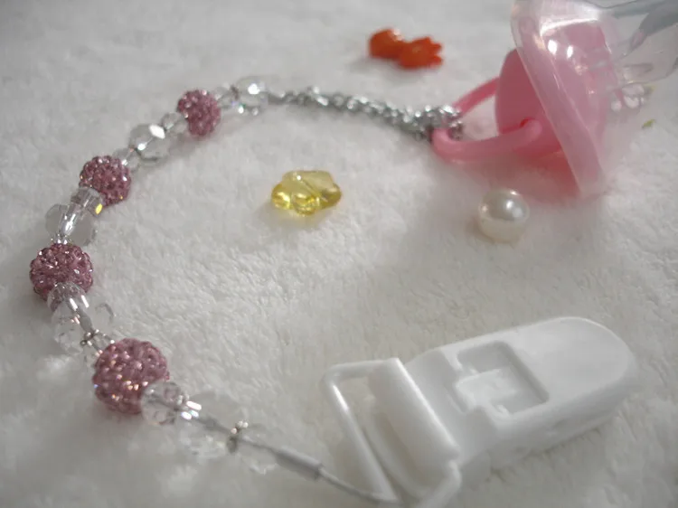 MIYOCAR потрясающая розовая блестящая кристальная цепочка для соски ручной