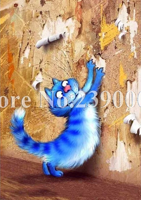 5d Diy Алмазная мозаика с изображением синего кота, вышивка крестиком, алмазная картина, вышивка в виде животных, бисер, картина, стразы, подарок - Цвет: L