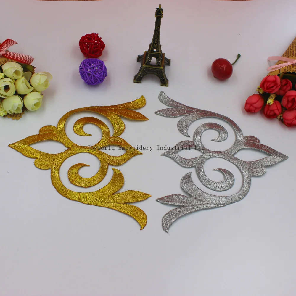 5 шт. золотистые кружевные аппликационные нашивки YACKALASI в стиле барокко с цветами