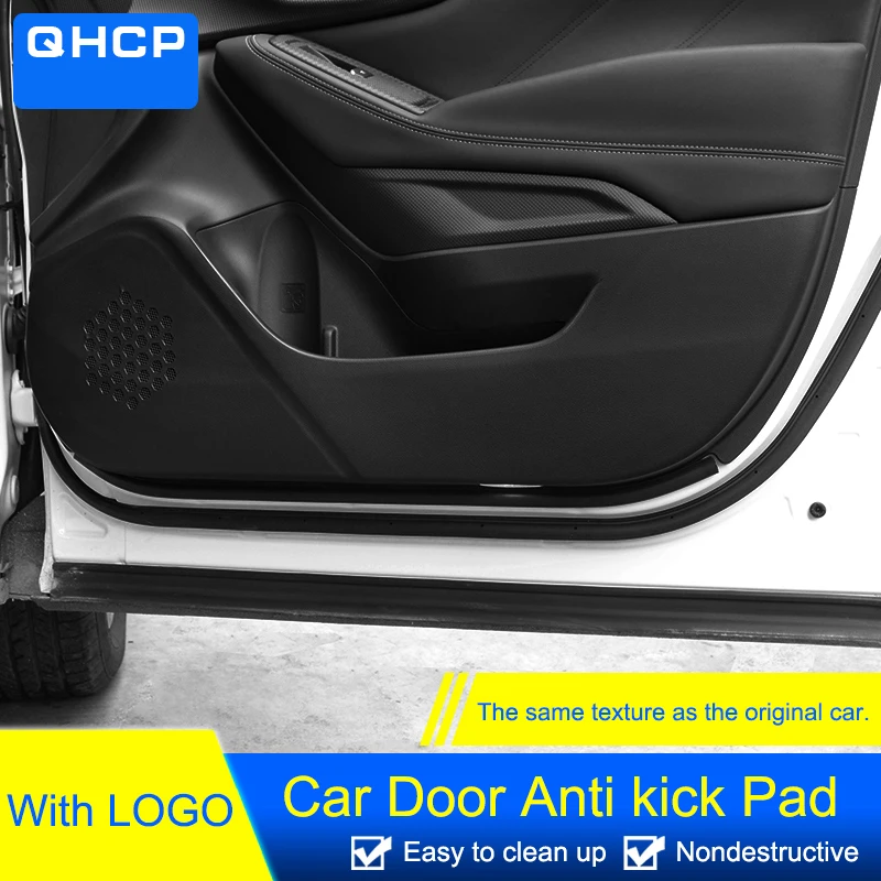QHCP микрофибра кожа анти-kick двери коврики боковой край защиты наклейка коврик