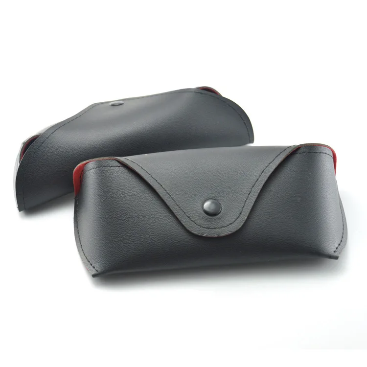 

New delicate glasses case Sunglasses special leather glasses box black button box small and medium size glasses fine leather box