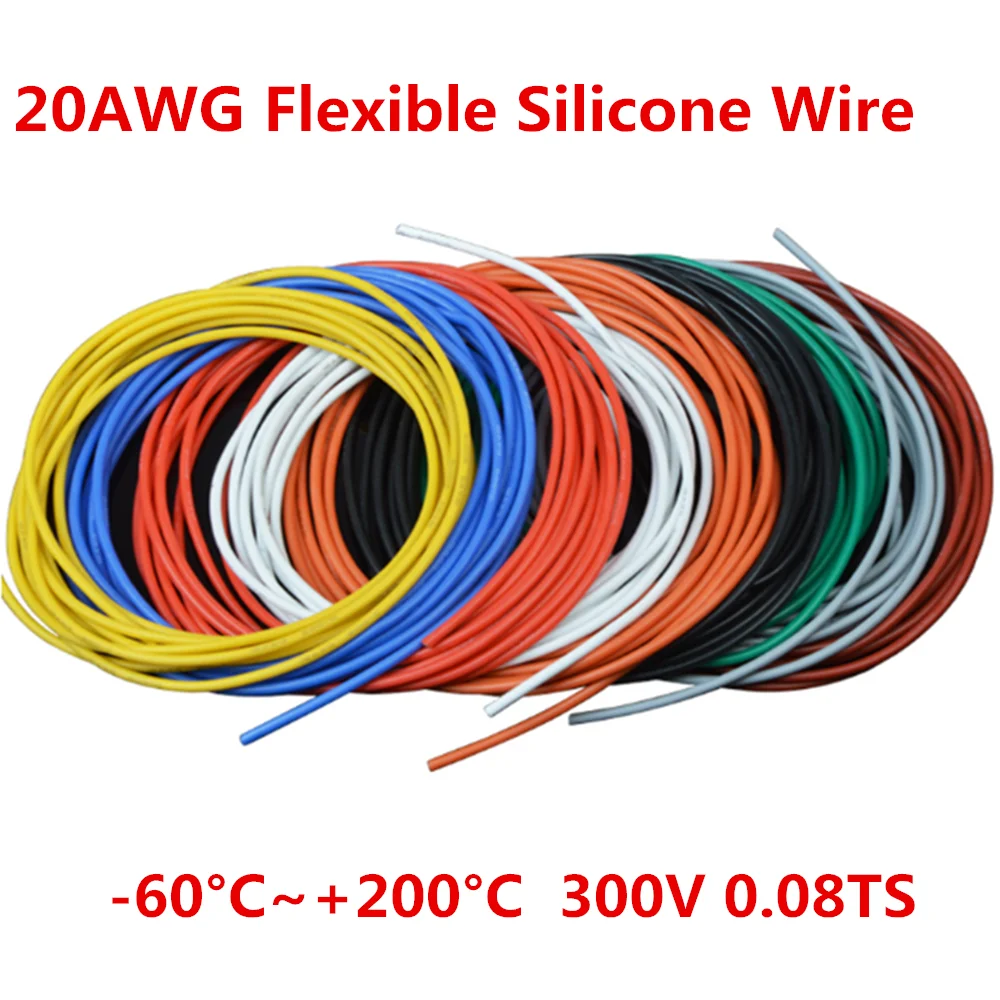 Силиконовый провод 20AWG 5 метров ультрагибкий кабель 18 # высокотемпературный