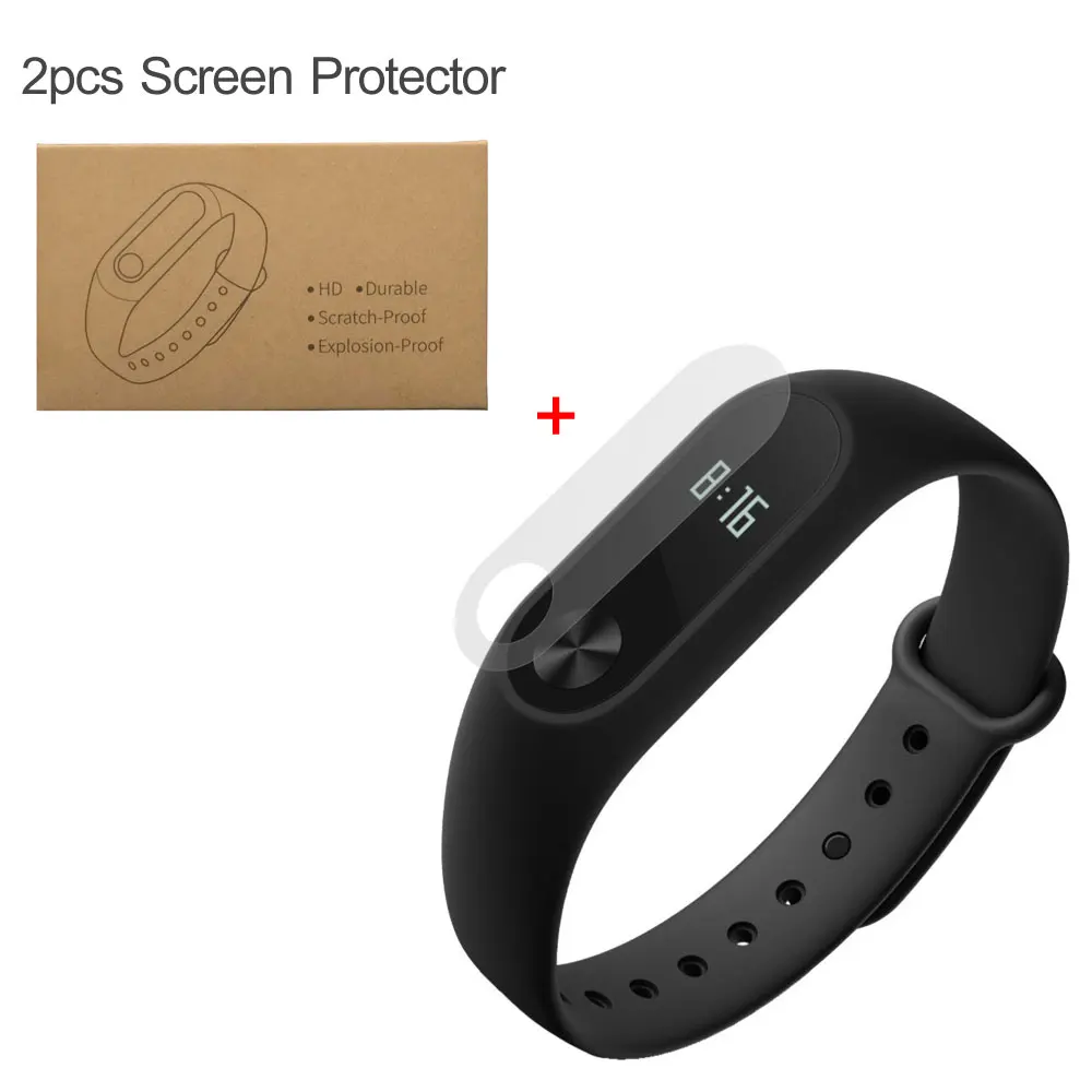 Add-Screen-Protector Сяо Mi mi Группа 2 Mi band 2 Смарт монитор сердечного ритма браслет для Android IOS браслет SmartBand Touchpad экран OLED - Цвет: Add-Screen-Protector