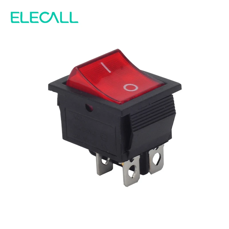 ELECALL KCD4 16A 250VAC/20A 125VAC Красный кнопочный клавишный переключатель 4 Pin выключатель