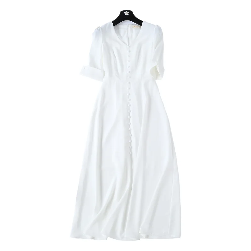 Новое Женское офисное белое летнее платье средней длины Vestidos Verano Bohe рубашка повседневное пляжное праздничное платье Kleider Damen K6031