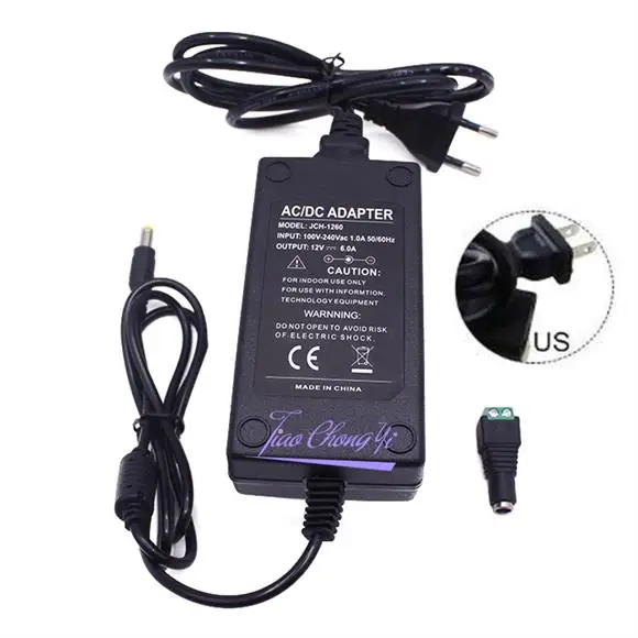 12V 6A US 12V 5A 6 amp 72W DC EU US UK AU штекер светодиодный адаптер питания трансформатор светодиодный светильник - Цвет: 12V 6A US