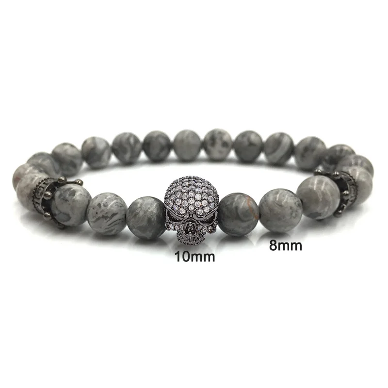 Браслет с черепом, мужские ювелирные браслеты для женщин, Pulseira Masculina, каменные браслеты, Feminina Bileklik Pulseras Mujer Femme Pulseiras - Окраска металла: bracelet