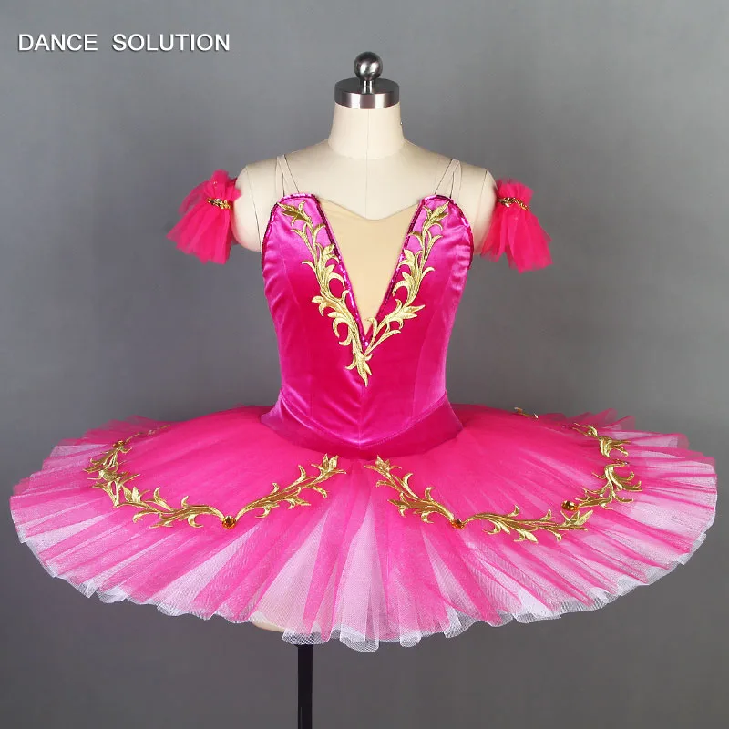 Rose Red BLL082 розовый красный фиолетовый топ с золотой отделкой предварительно Профессиональный Балетная пачка для девочек и взрослых танцевальный пачка танцевальный сценический сольный костюм - Цвет: Rose Red