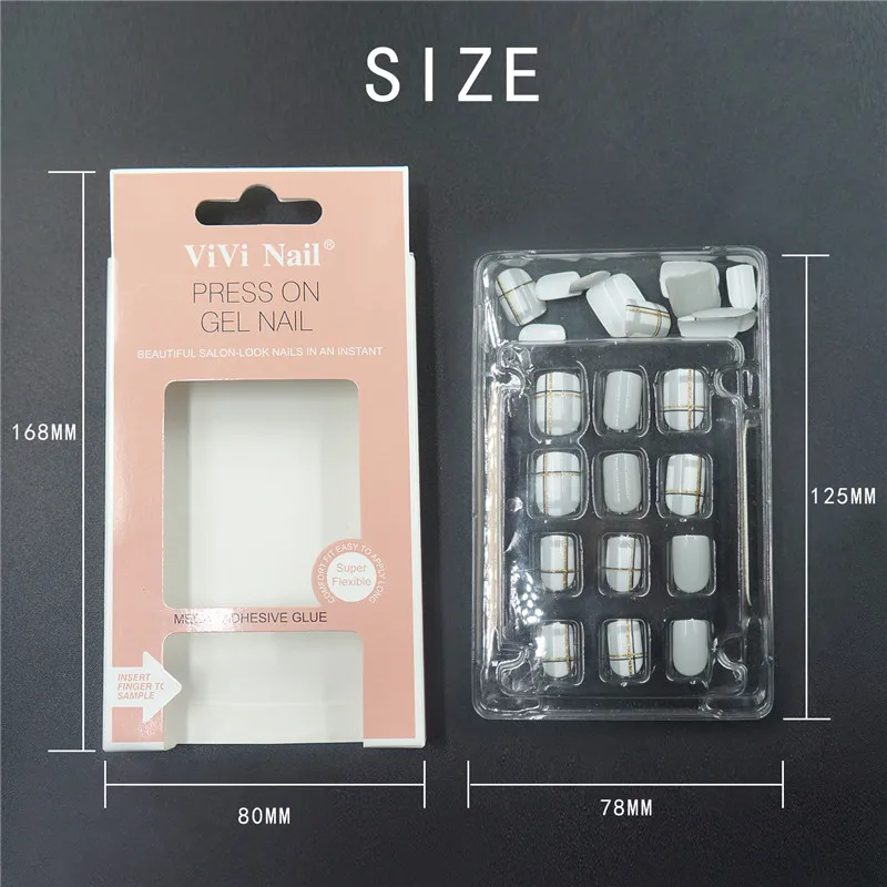 24 шт предварительно приклеенные накладные ногти с дизайном полное покрытие