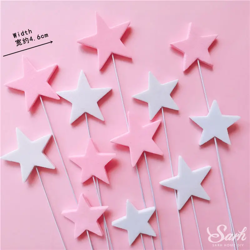 Pink white stars set Bling Единорог украшения Розовое сердце топперы для торта на день рождения счастливый день детей вечерние принадлежности десерт прекрасный сладкий подарки - Цвет: Pink white stars set