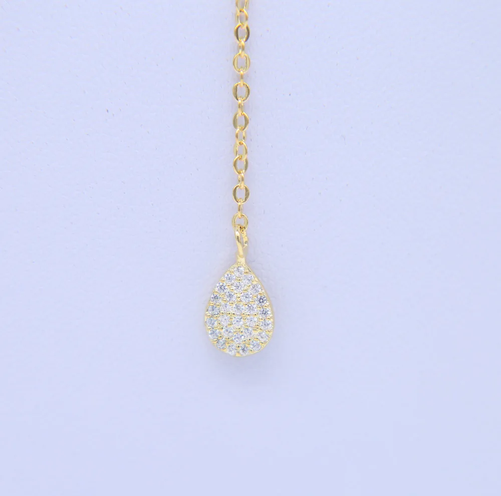 Новинка 2017 искрящееся круглое ожерелье с подвеской в виде капли из фианита