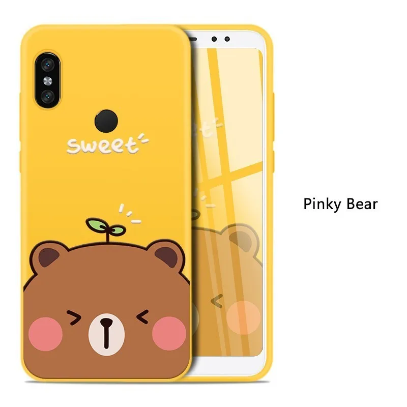 Pinky Bear Милый мультяшный чехол для Xiao mi Red mi Note 5 6 Pro 6A, силиконовый чехол-бампер для Xiaomi mi 8 mi 9 A1 A2 Lite, красный чехол для mi Note 7 - Цвет: Pinky Bear