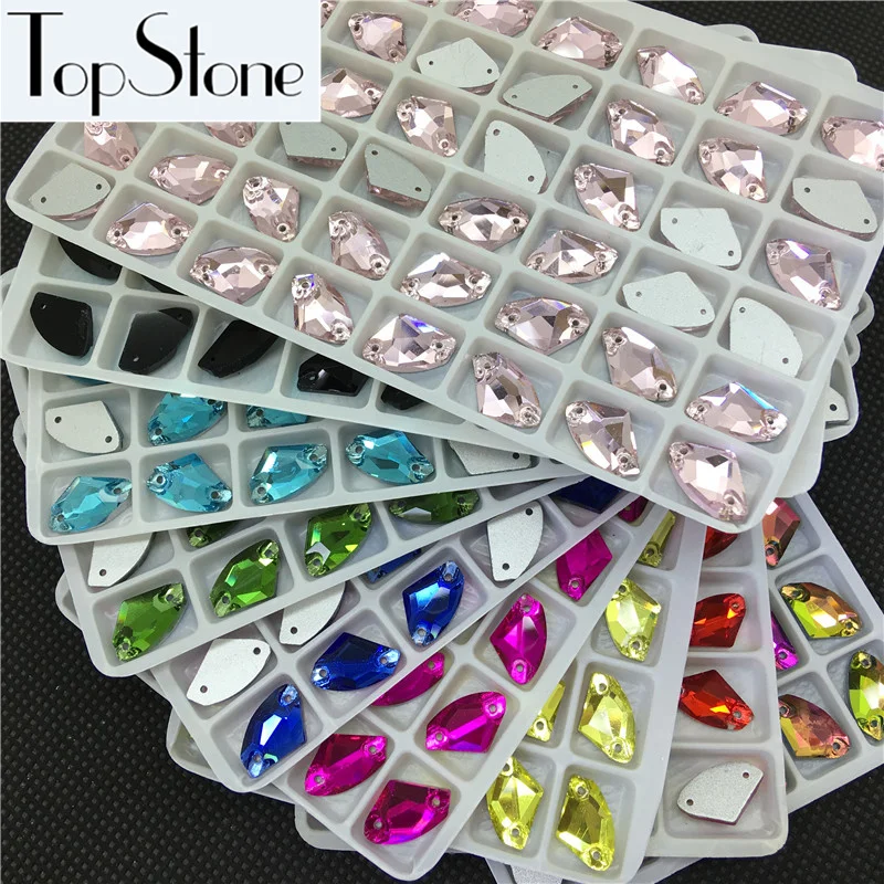 Разные размеры цветные стеклянные кристаллы форма AX пришивные стразы с плоской