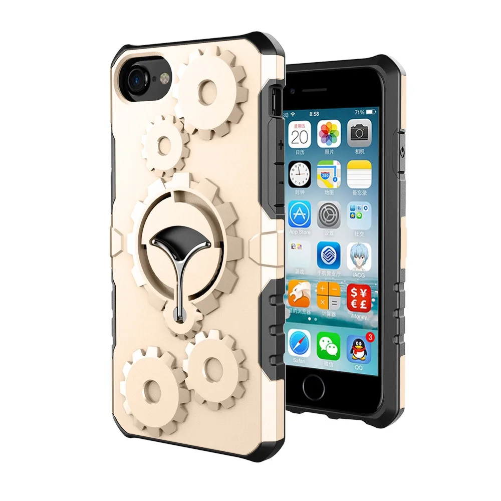 Шестерни задняя крышка с пальца кольцо для iPhone 7 6 S Plus SE 5S 5 повязку Бег телефон