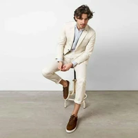 latest coat pants design ivory linen business men suits wedding groom tuxedo 2piece terno masculino costume homme man blazers