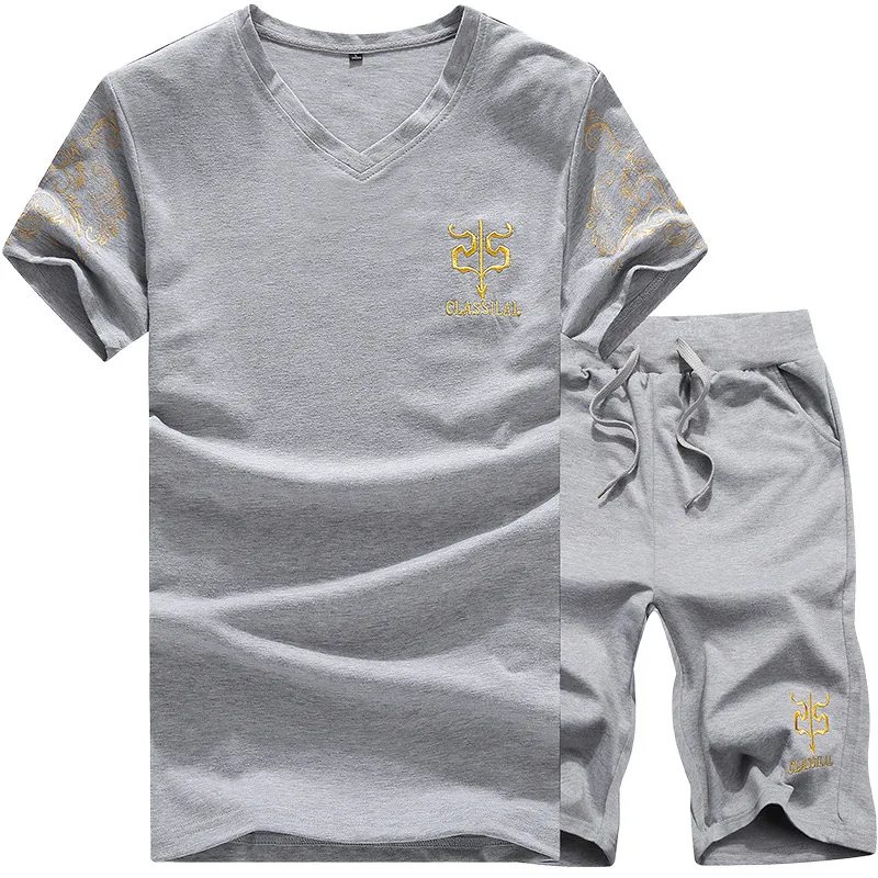 Мужской спортивный костюм M 5XL Sweat из футболки с коротким рукавом и шортов