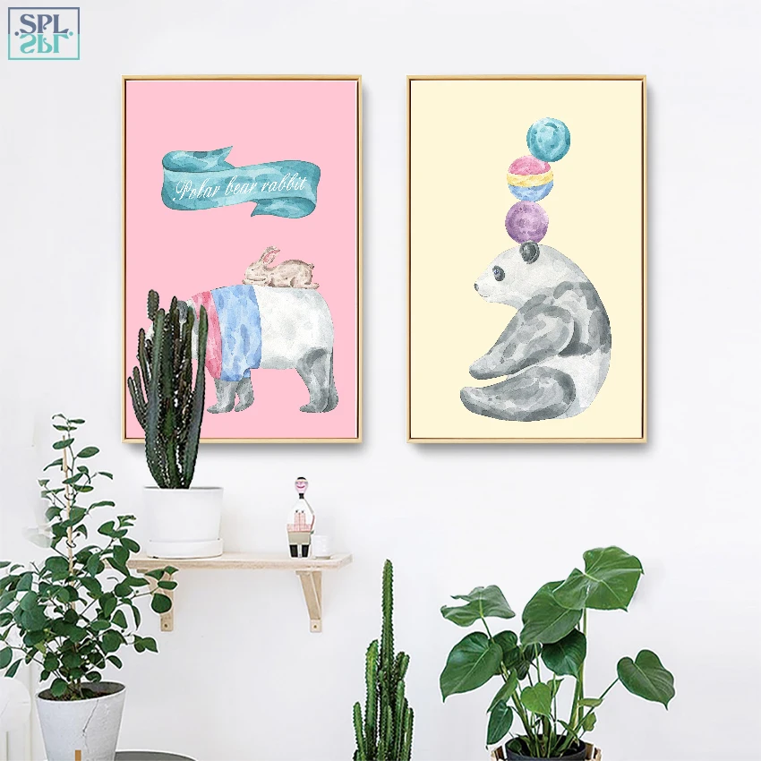 SPLSPL скандинавский мультфильм рисованная вручную Настенная картина акварель
