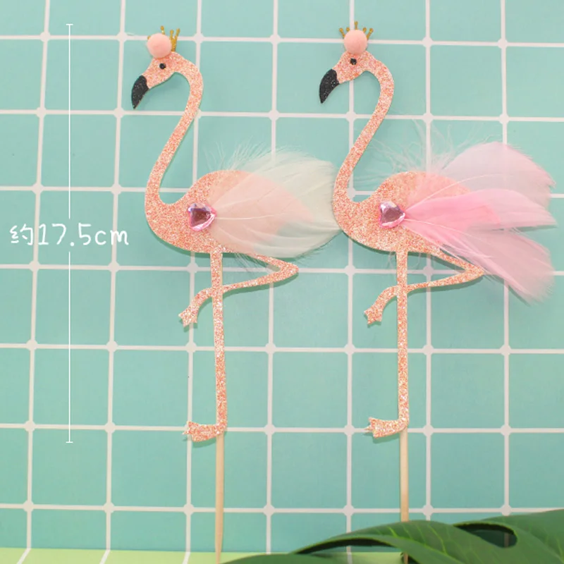 1 шт Розовый Блестящий Фламинго Шелковый шар торт Топпер для дня рождения кекс
