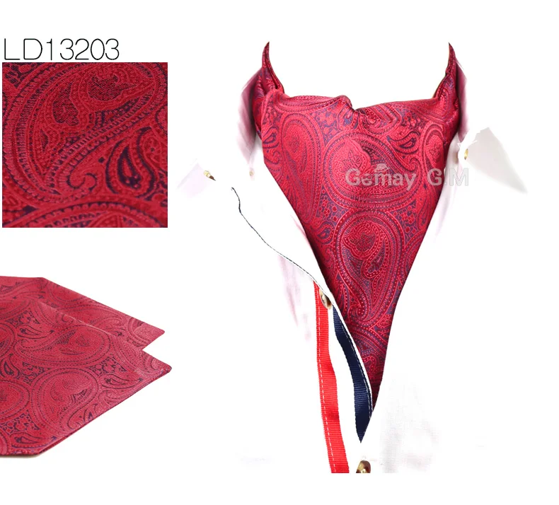 LD13203 Men Vintage Polka Dot Wedding Formal Cravat Ascot Scrunch Self British style Gentleman Polyester Silk Neck Tie Luxury - Цвет: LD13203