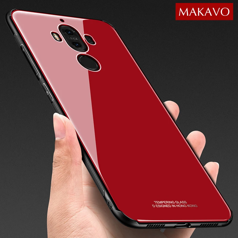 Чехол MAKAVO для Huawei Mate 9 Pro роскошная задняя крышка из закаленного стекла гибридный