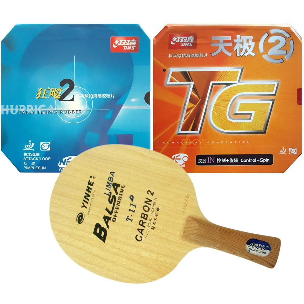 Original Pro Table Tennis Combo Racket: Galaxy Yinhe T-11+ with DHS NEO Hurricane 2 / Skyline-TG2 Shakehand Long Handle FL | Спорт и