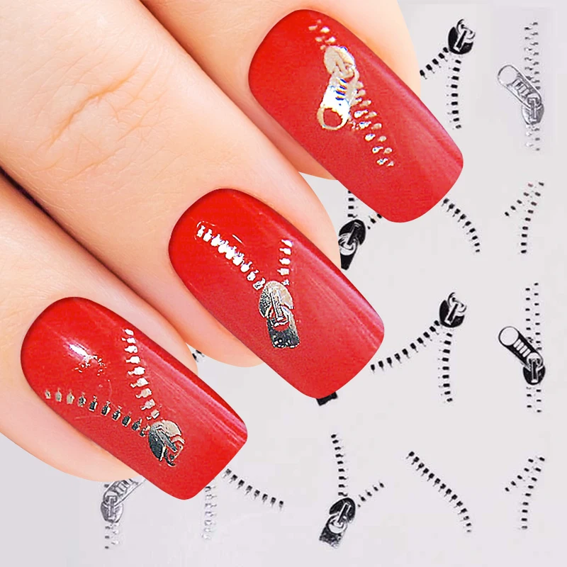 Серебряные переводные наклейки на молнии для дизайна ногтей металлические