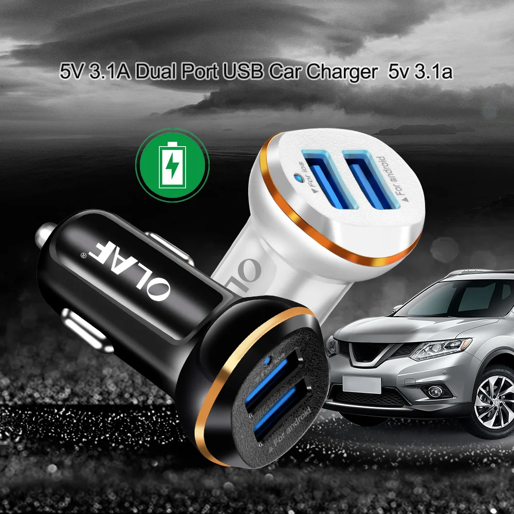 Олаф 5 в 3.1A USB Автомобильное зарядное устройство 2 порты, для мобильных телефонов зарядное устройство адаптер зарядки для iPhone samsung huawei xiaomi LG Автомобильное зарядное устройство