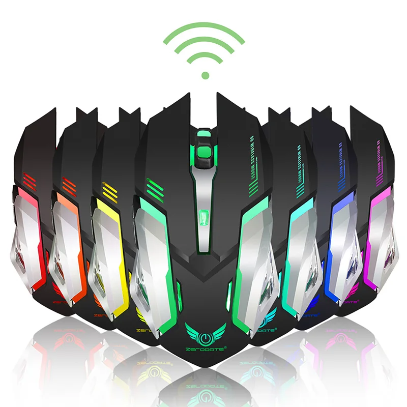 

Wireless Ergonomic Mouse 2.4GHz Rechargeable Silent Optical Mice 7 LED Backlit for PC Gaming QJY99