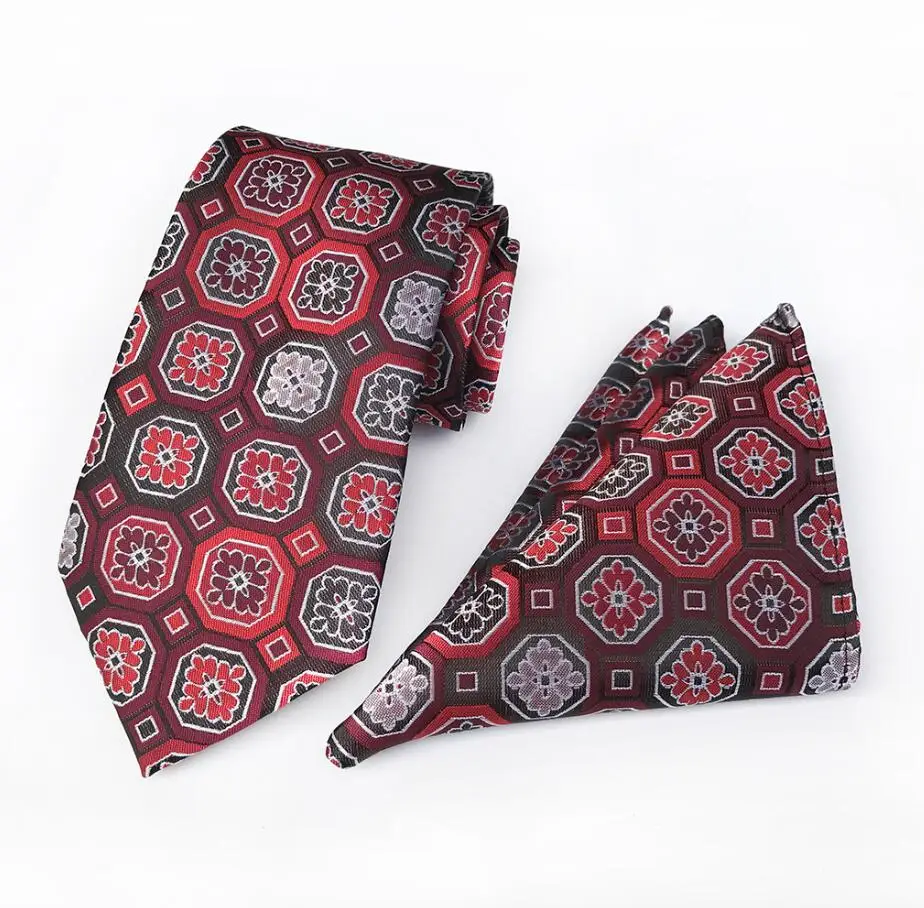Gusleson 8 см классический галстук Hanky набор для мужской, карманный, квадратный плед Пейсли Цветочные жаккардовые галстуки для мужчин галстук платок Набор - Цвет: 05