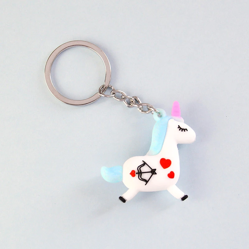 Cartoon Heart Cute Unicorn Keyring Animal Silicone Horse Keychain Women Men Girl Key Bag Pendant Girls Children Gift Chain | Украшения и