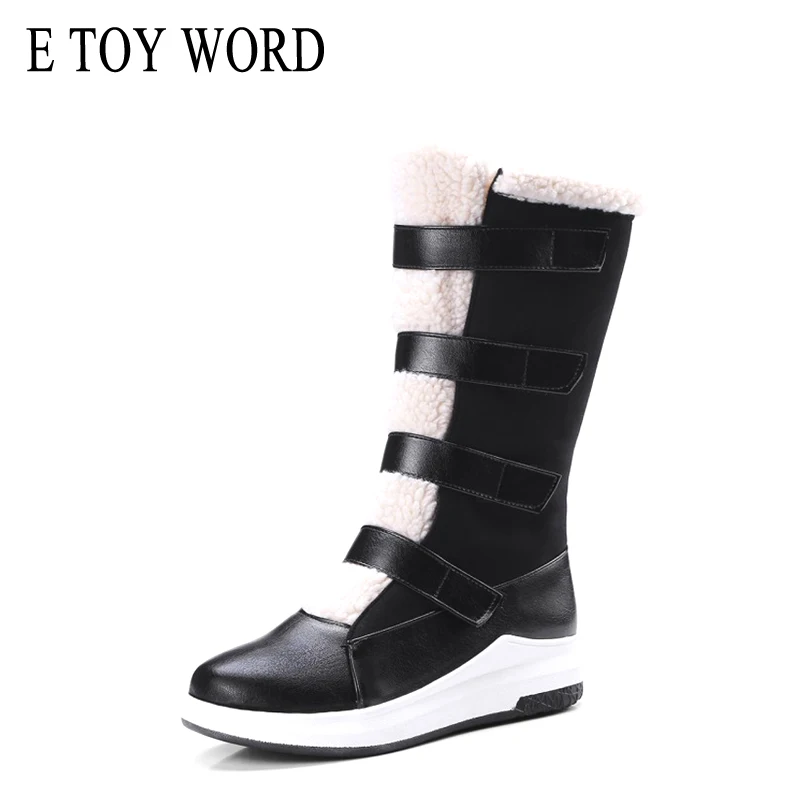 E TOY/зимние сапоги женская зимняя теплая пушистая обувь на платформе