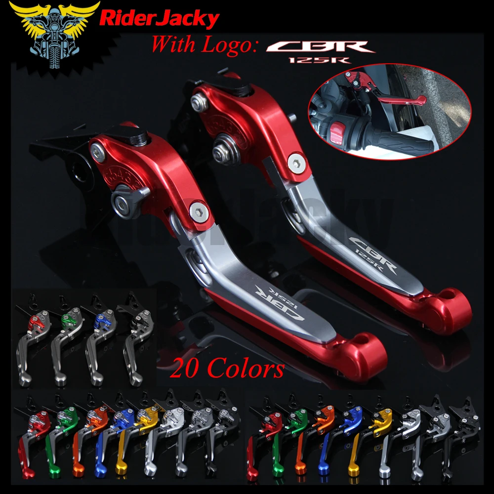

RiderJacky LOGO "CBR 125R" Motorcycle CNC Brake Clutch Levers For Honda CBR125R CBR 125R 2004-2016 2014 2015 Extendable Foldable