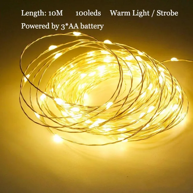 Strobe 10M 100LED 3-10 м гирлянда из медной проволоки светодиодный светильник-гирлянда праздничное украшение для помещений Сказочный светильник Рождественский год свадебный подарок DIY декоративный светильник PD034 - Испускаемый цвет: Strobe 10M 100LED
