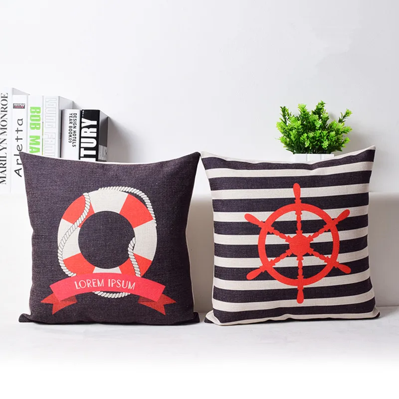 Модный декоративный чехол для подушки в морском стиле с изображением парусника