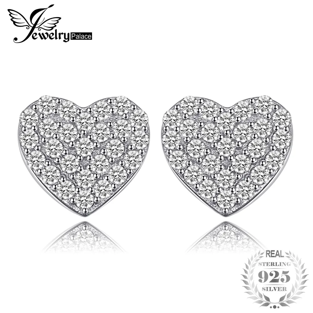 Jewelrypalace сердце любовь кубического циркония Серьги гвоздики для Для женщин 100% 925
