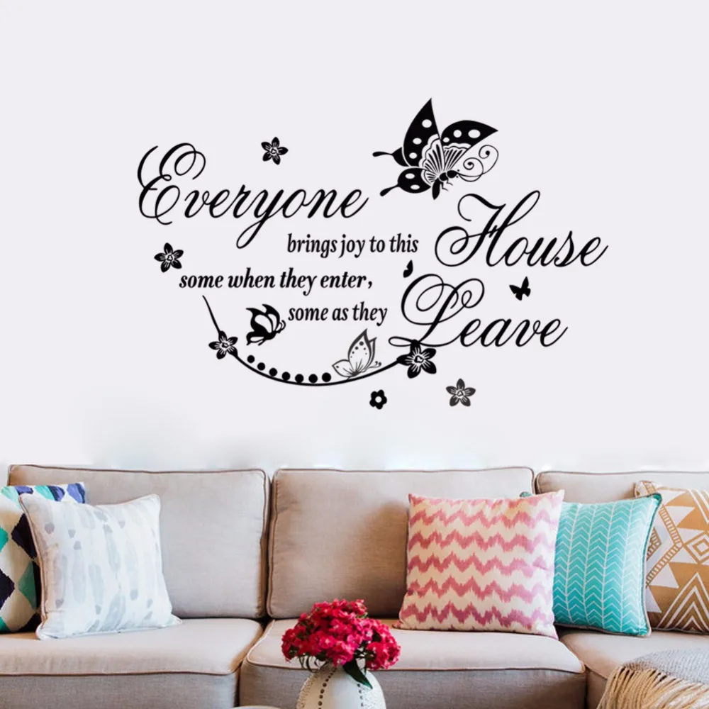 Наклейки на стену сделай сам со съемными цветами и надписями английском языке