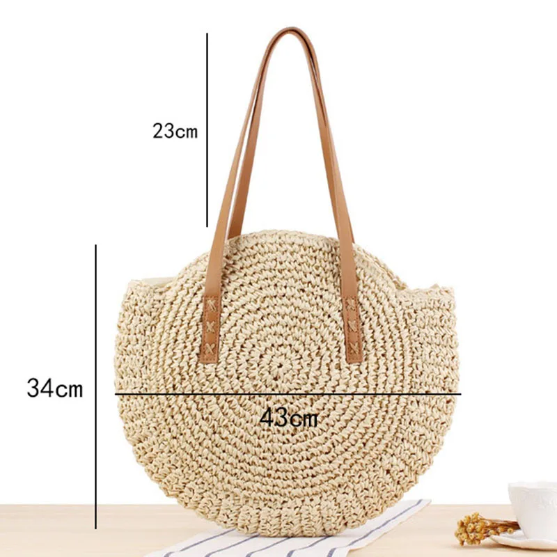 BT716Beige Соломенные сумки для женщин Летняя Повседневная тканая пляжная сумка через плечо для путешествий ручная работа женские Ротанговые сумочки - Цвет: BT716Beige